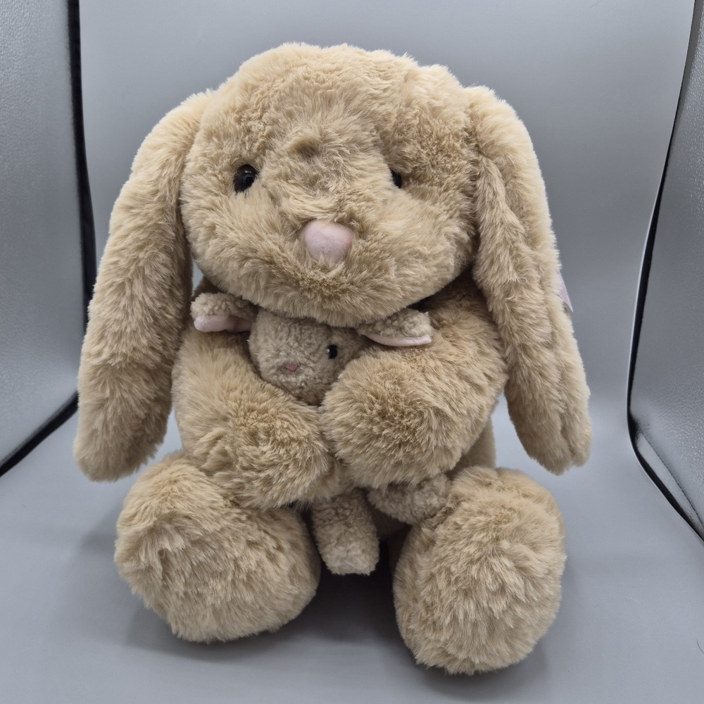 Walmart Bunny Mama Holding Baby Soft Cuddly‎ Plush 16"
